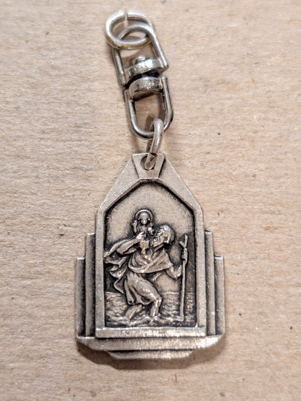 Vintage Dutch St. Christopher Medal,Keychain, KOM GOED THUIS